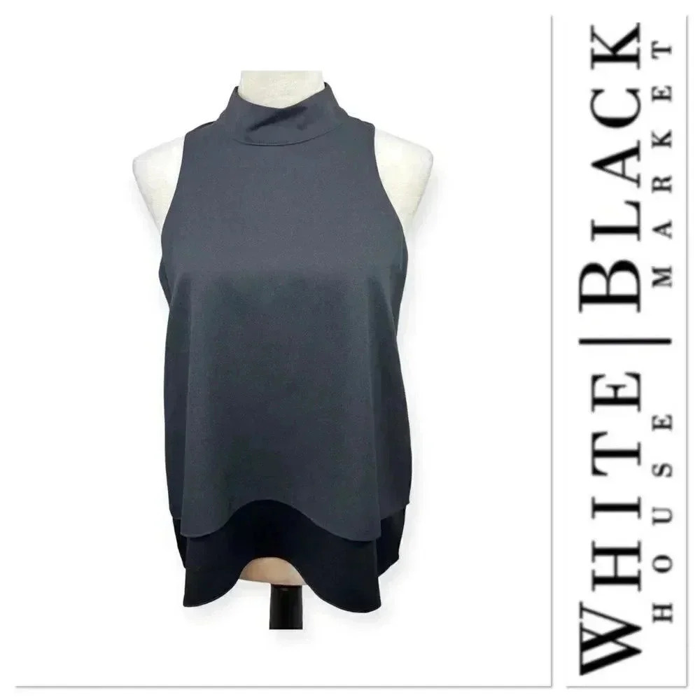 NWT White House Black Market black sleeveless layered look tank size Xsmall
